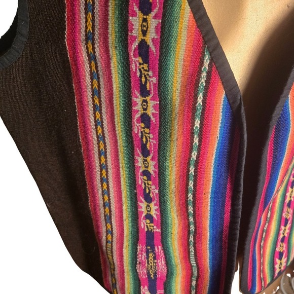 Frazadas Pattern Woven Fiber Art-to-Wear Vest Jacket Often Made In Bolivia/Peru - Picture 3 of 8
